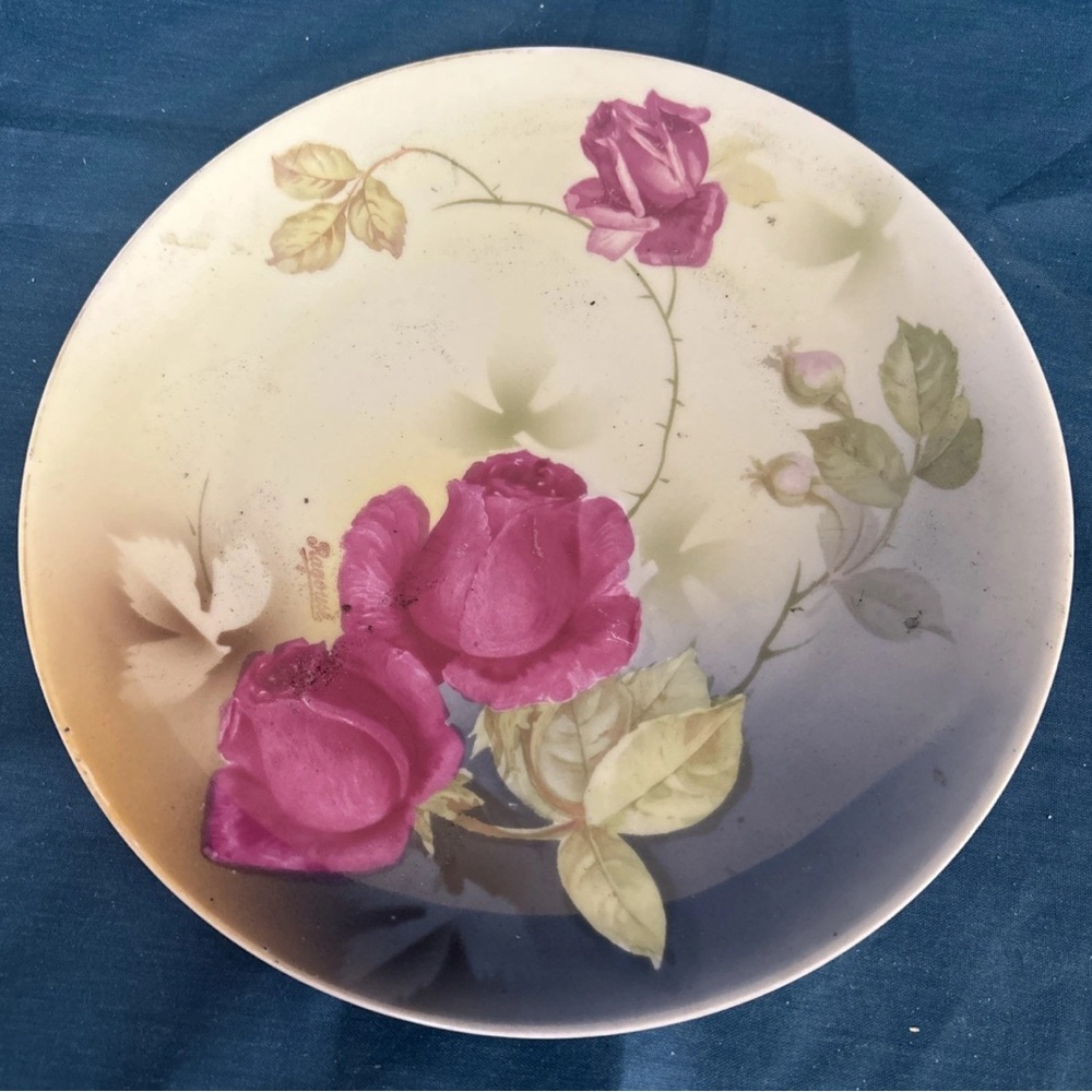 Vintage P.S.A.G. Bavaria.~HAND PAINTED~ Plate With Roses By Ragouse 8x8x1